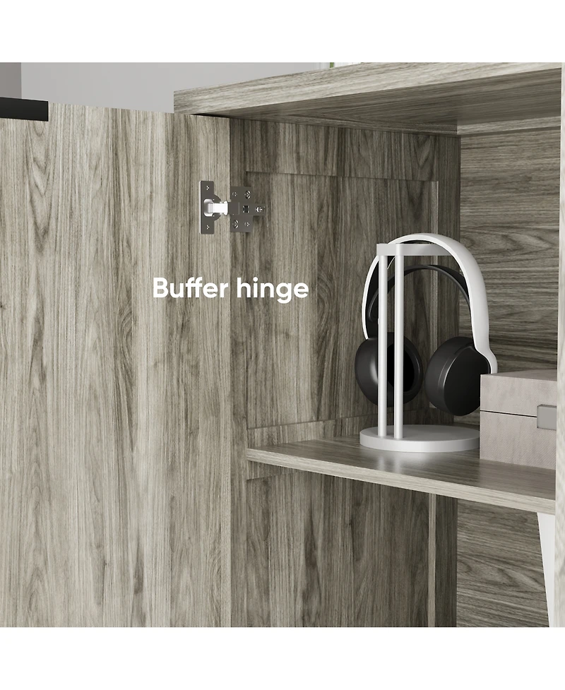 Streamdale Modern Grey Buffet Cabinet with 4 Doors