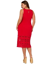 Adrianna Papell Plus Size Crochet-Hem Midi Dress