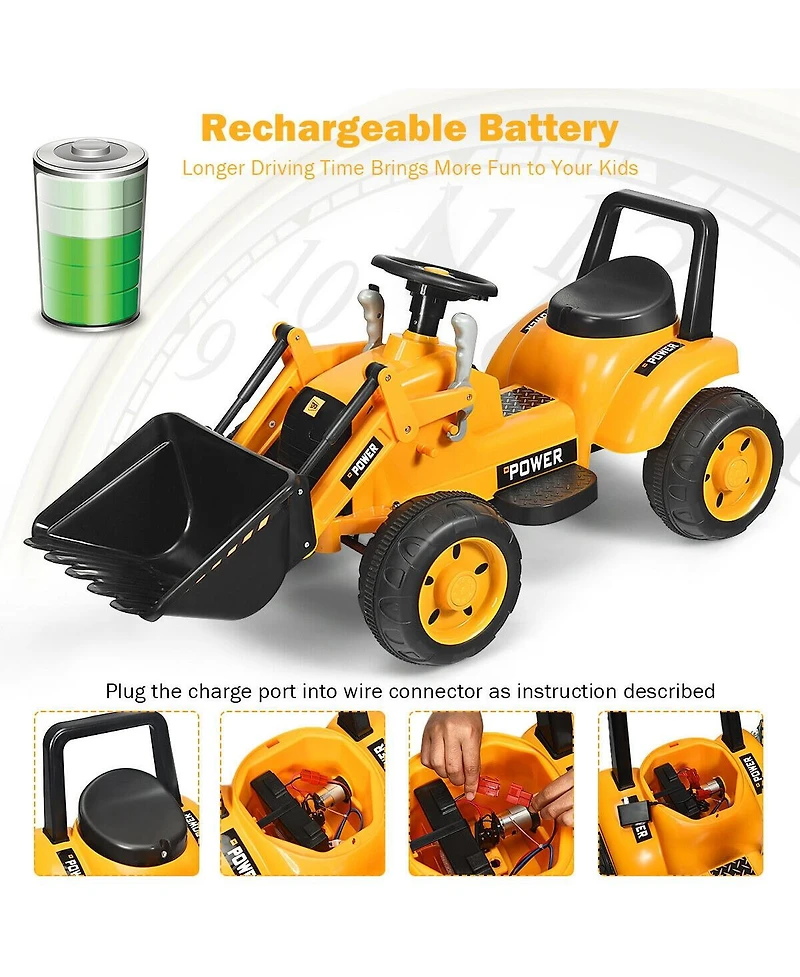 6V Battery Powered Kids Ride On Excavator