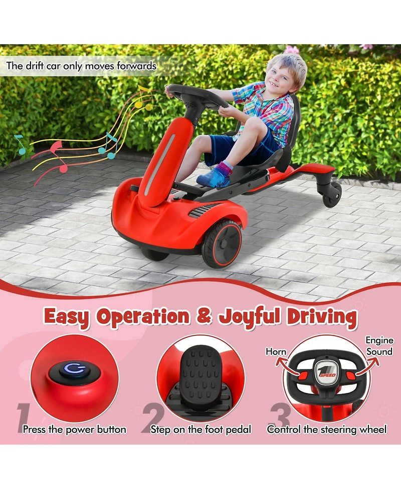 6V Kids Ride on Drift Car with 360° Spin and 2 Adjustable Heights