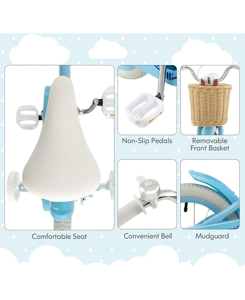 14-Inch Kids Bike with Training Wheels and Adjustable Handlebar Seat