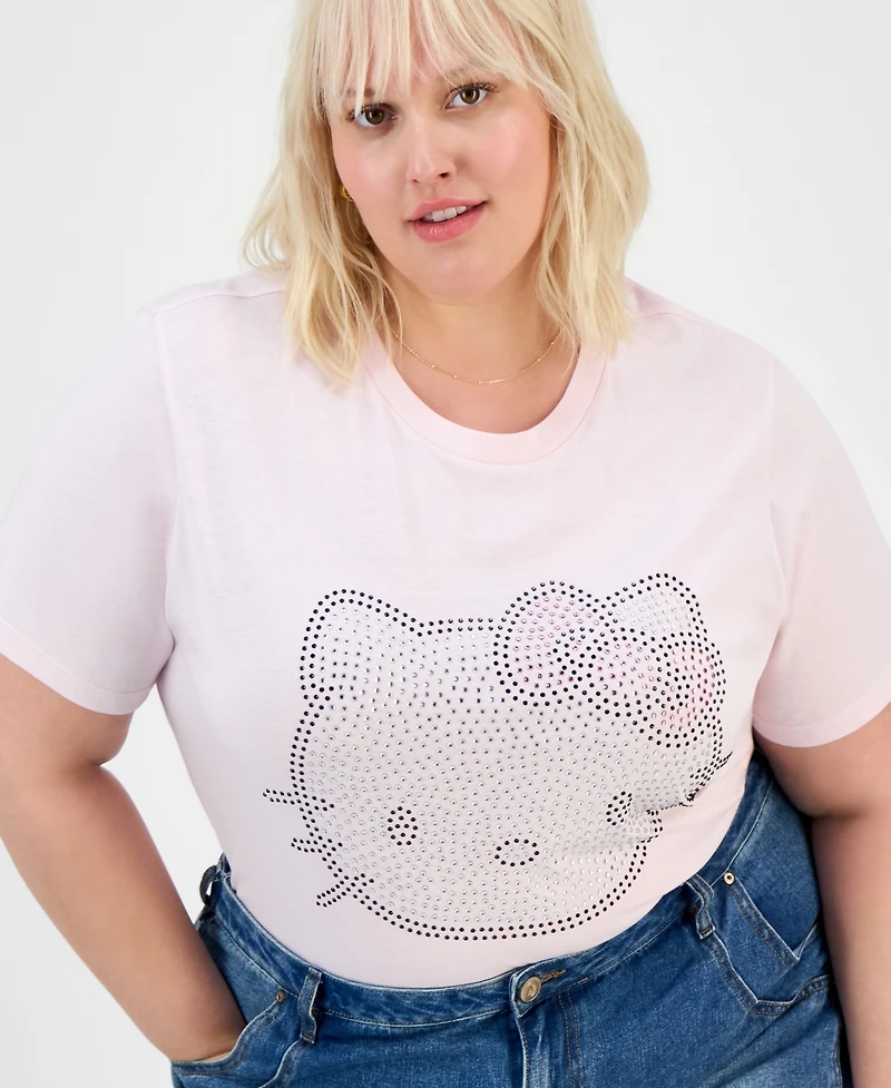 Grayson Threads, The Label Trendy Plus Rhinestone Hello Kitty Tee