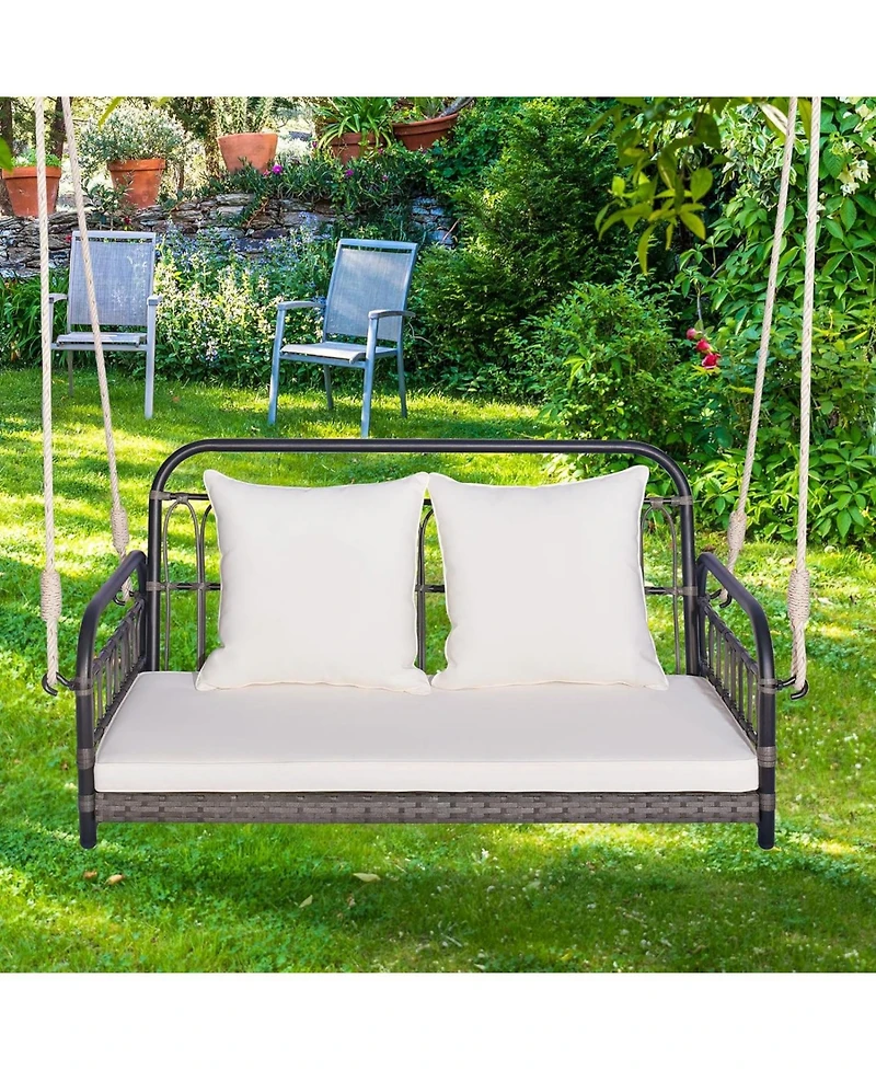 2-Person Outdoor Hanging Chair with Ropes