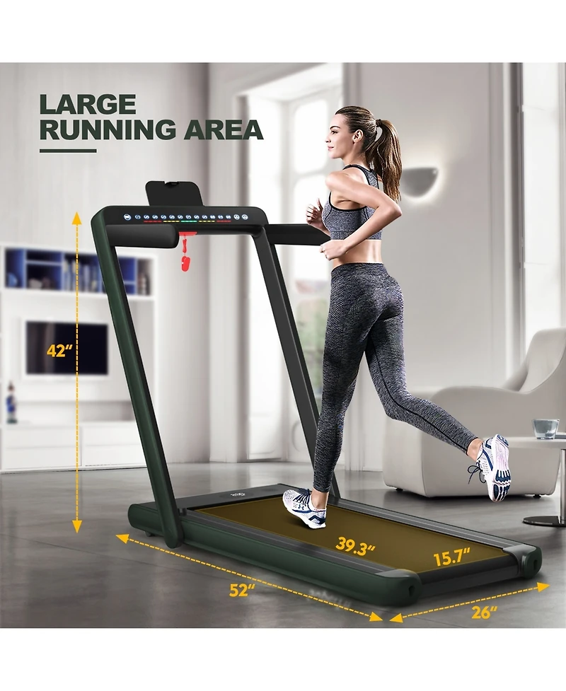2-in-1 Electric Motorized Folding Treadmill with Dual Display and Speaker