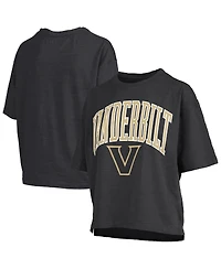 Pressbox Women's Black Vanderbilt Commodores Nelson Arch Over Logo Waist Length Oversized Slub T-Shirt