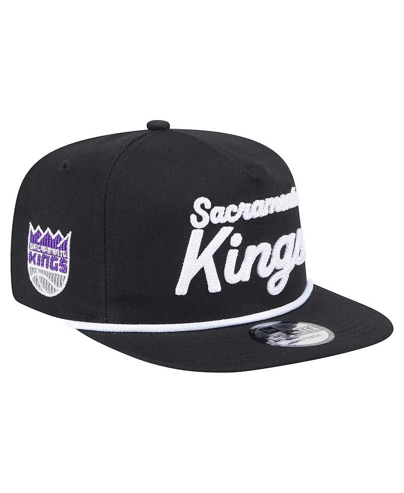 New Era Men's Black Sacramento Kings Team Text Golfer Snapback Hat