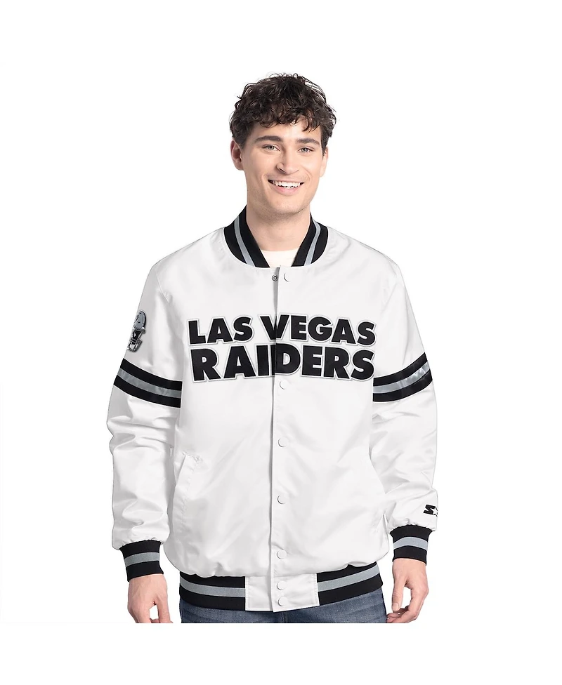 Starter Men's White Las Vegas Raiders Scout Full-Snap Varsity Jacket