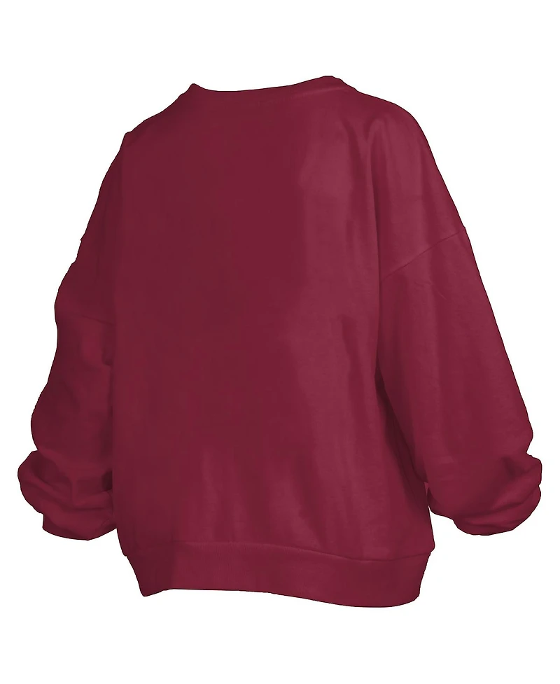 Pressbox Women's Garnet Florida State Seminoles Janise Arch Over Logo Waist Length Oversized Pullover Sweatshirt