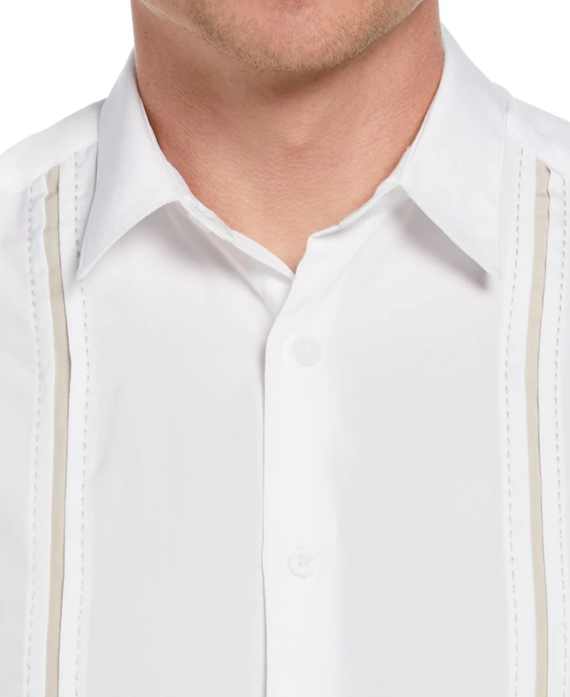Cubavera Men's Pick Stitch Panel Short Sleeve Button-Down Shirt