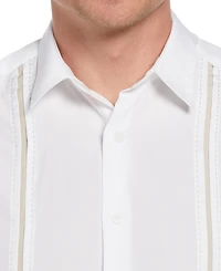 Cubavera Men's Pick Stitch Panel Short Sleeve Button-Down Shirt