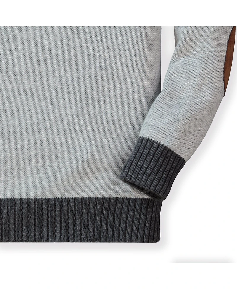 Hope & Henry Baby Boys Long Sleeve Mock Neck Herringbone Cable Sweater
