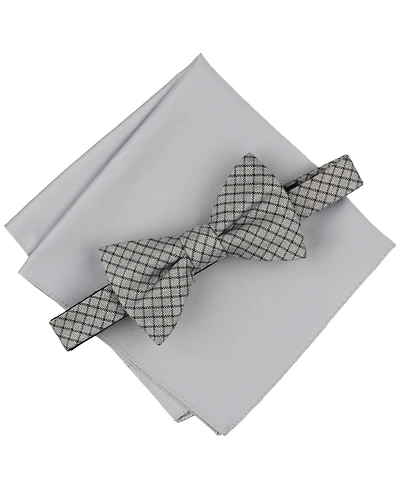 Alfani Men's Huron Plaid Bow Tie & Solid Pocket Square Set, Exclusively at Macy's