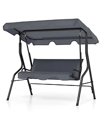 3 Seat Outdoor Patio Canopy Swing with Cushioned Steel Frame