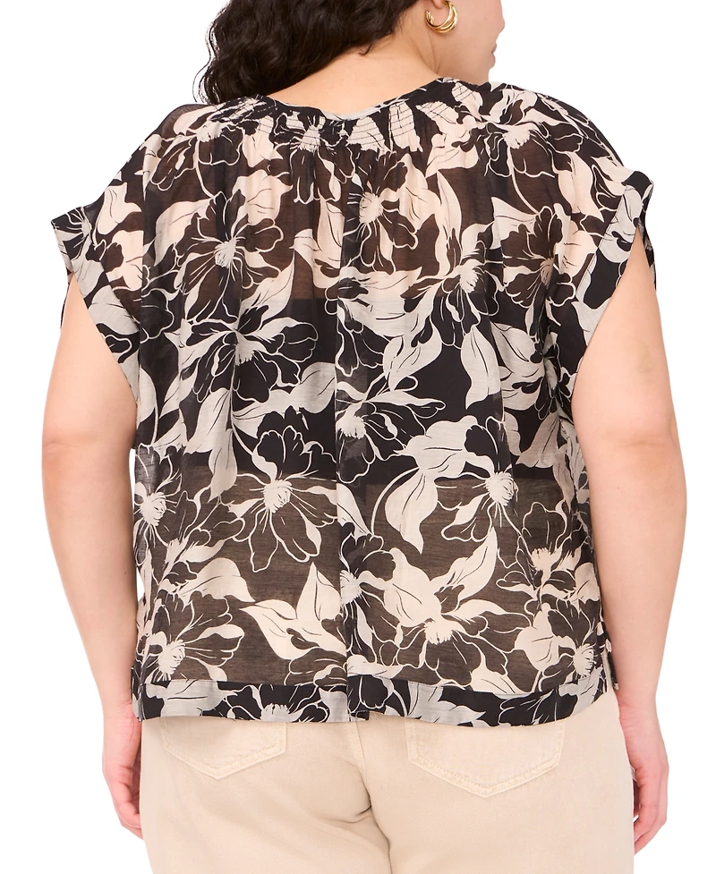 Vince Camuto Plus Printed Peasant Blouse