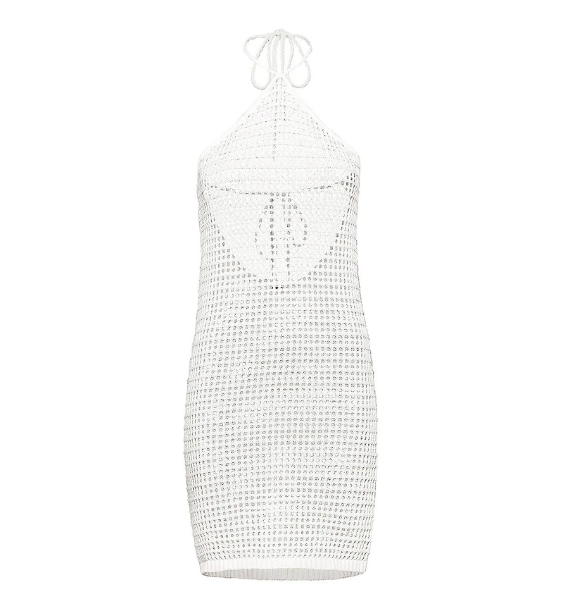 Lscn by Lascana Women's Halter Neck Crochet Cover up Beach Dress