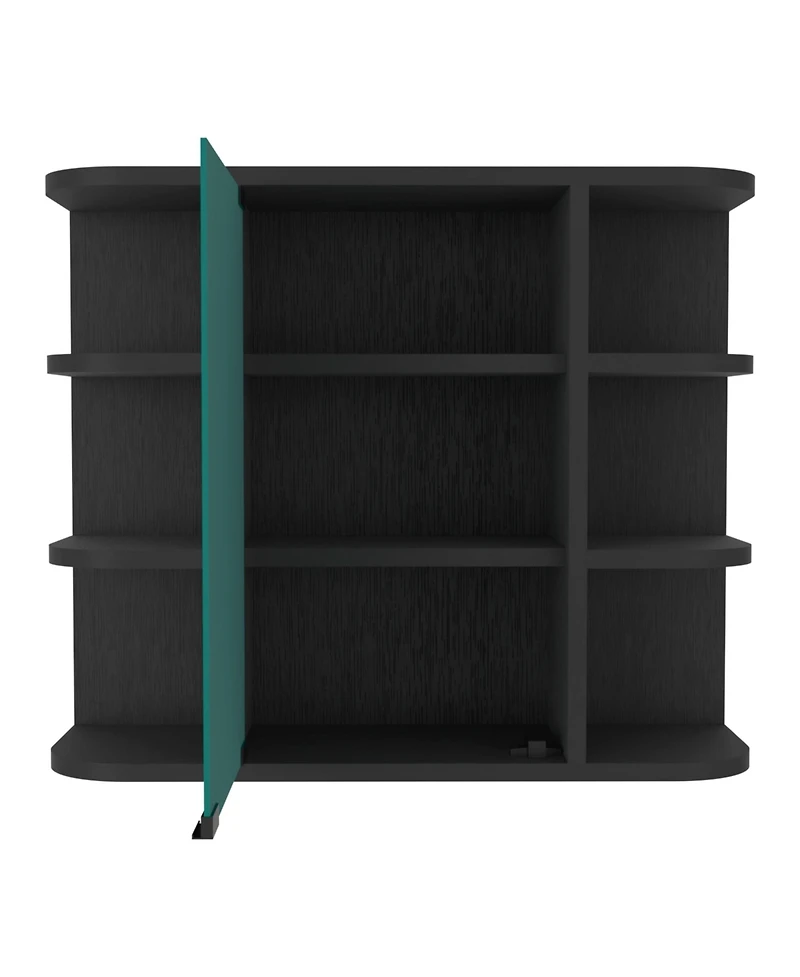 Roma Mirrored Medicine Cabinet, Six External Shelves, Three Interior Shelves, Black