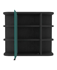 Roma Mirrored Medicine Cabinet, Six External Shelves, Three Interior Shelves, Black