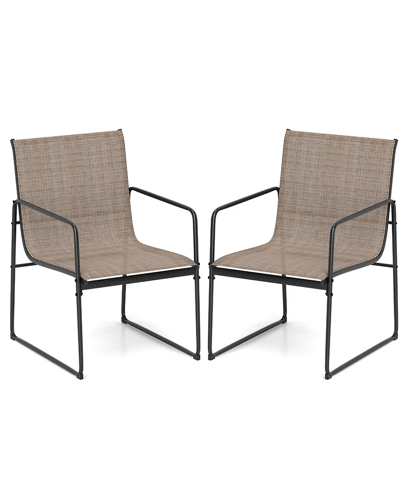 2 Pcs Outdoor Dining Chairs Patio Furniture Chair with Breathable Seat & Backrest