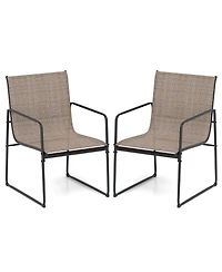 2 Pcs Outdoor Dining Chairs Patio Furniture Chair with Breathable Seat & Backrest