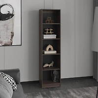 Vinton Xs Bookcase Compact Bookshelf with Multiple Shelves, Dark Walnut / Black Wengue