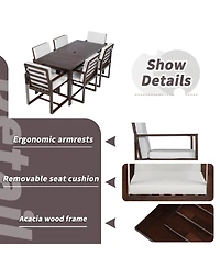 Mondawe Patio Dining Set Outdoor Dining Table and Chair Set with and Removable Cushions for Patio