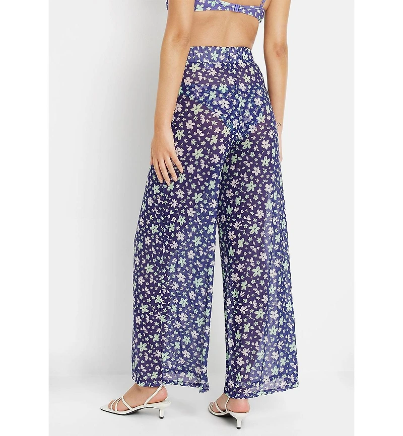 Lscn by Lascana Women's Floral Sheer Cover up Beach Dress Pants