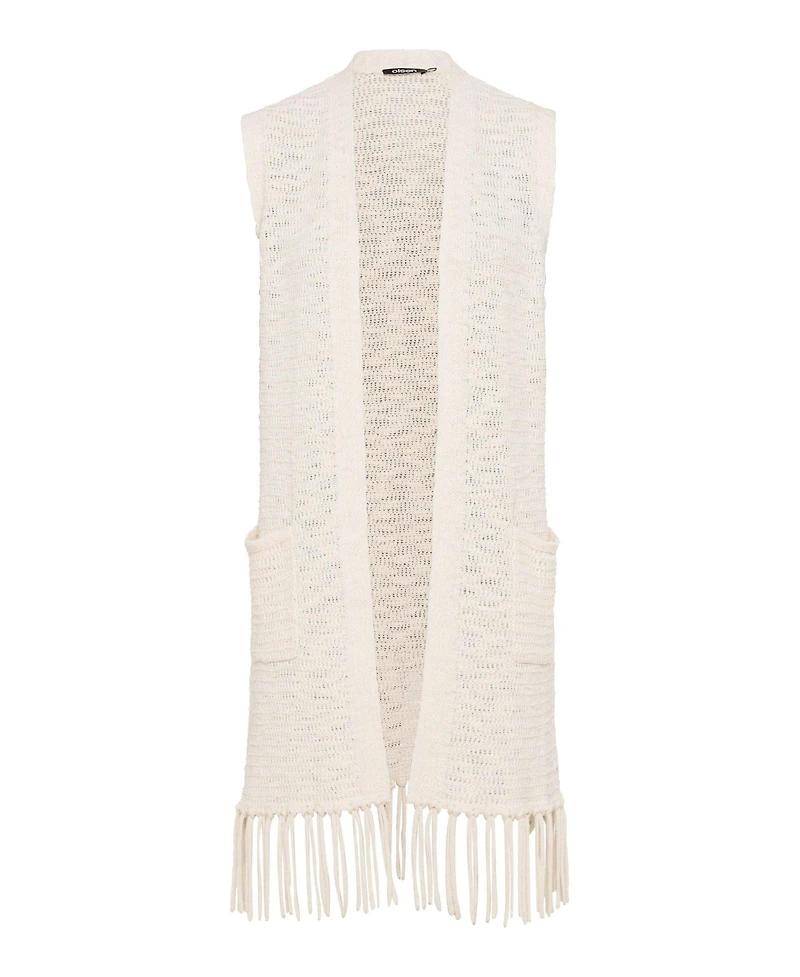 Olsen Women's Longline Fringe Trim Vest