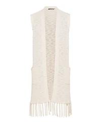 Olsen Women's Longline Fringe Trim Vest