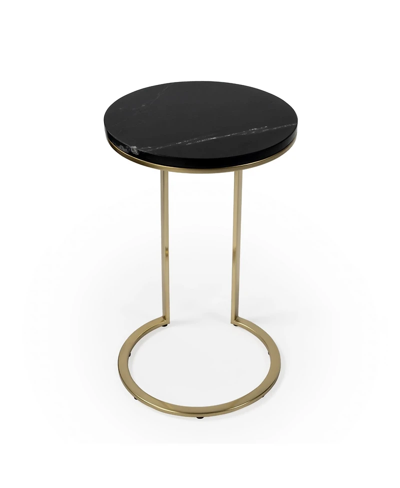 Contemporary Round Marble End Table with Sleek Design