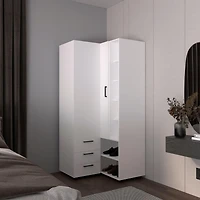 Granger Armoire, 1 Door, 3 Drawers, 7 Shelves, 10 Legs, White