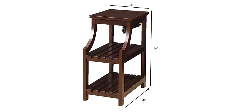 Modern Wooden End Table with Usb Ports and Storage Compartment