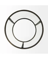 Glass and Metal Round End Table with Lower Shelf for Living Room