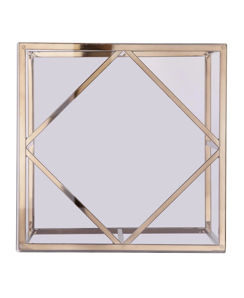 24" Champagne Glass And Iron Square End Table