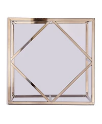 24" Champagne Glass And Iron Square End Table