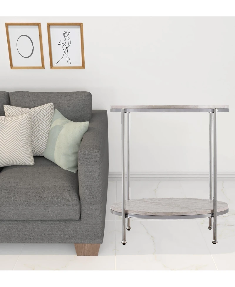 Wood and Iron Rectangular End Table with Shelf for Living Room or Bedroom