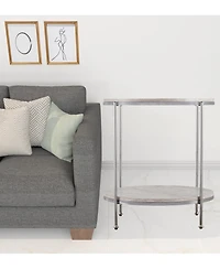 Wood and Iron Rectangular End Table with Shelf for Living Room or Bedroom