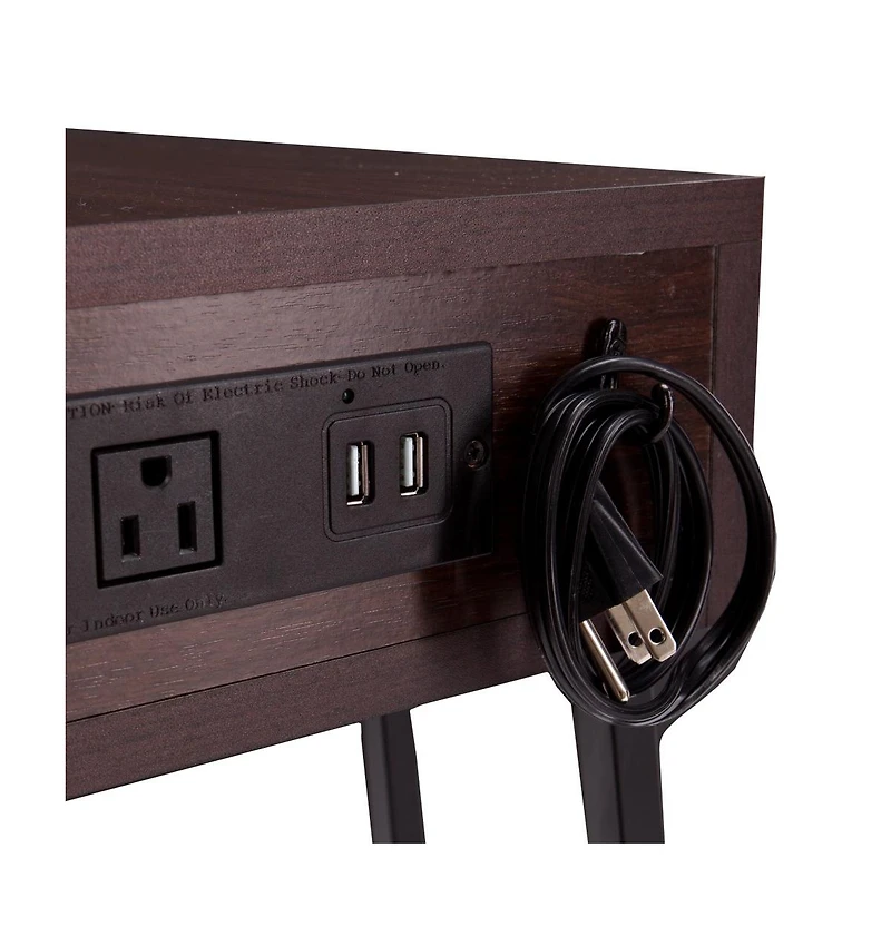 Wood and Iron End Table with Drawer for Sofa Side or Bedside Use