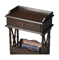 24" Black Solid and Manufactured Wood End Table With Drawer And Shelf With Magazine Holder