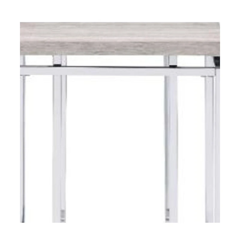 Modern Square End Table – Metal Base with Wood Finish