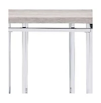 Modern Square End Table – Metal Base with Wood Finish