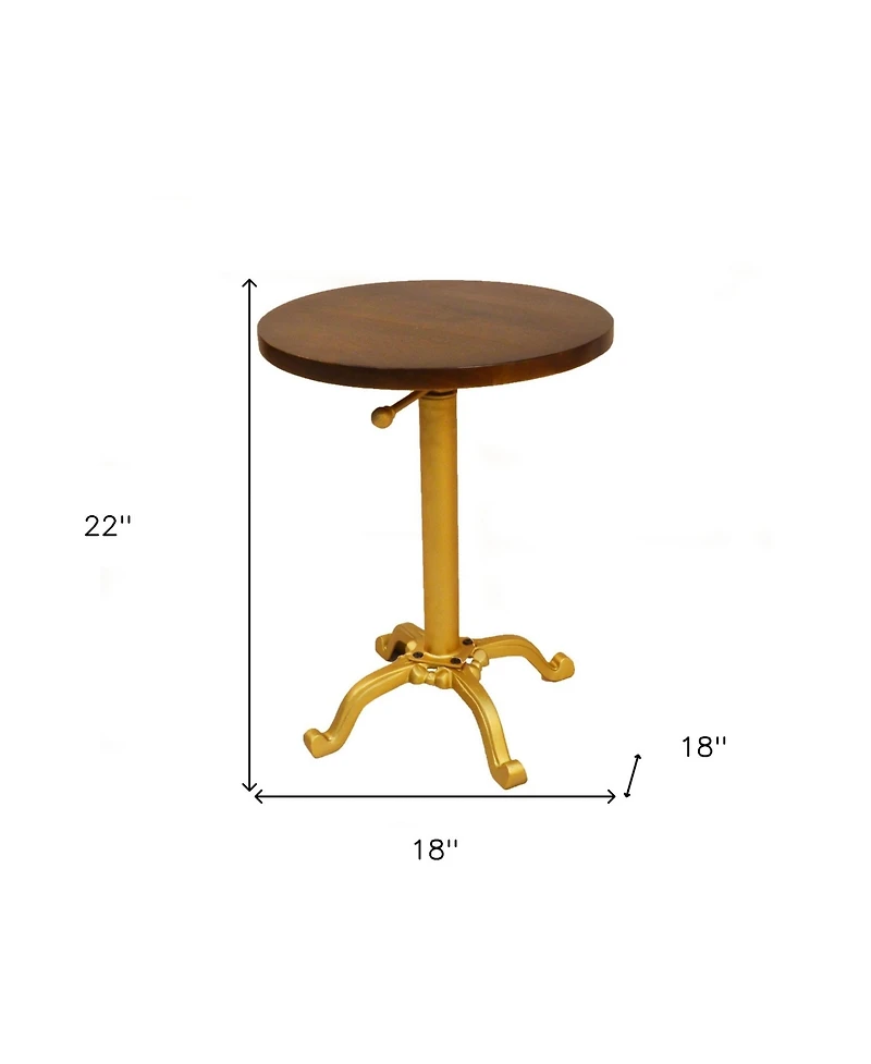 Solid Elm Wood End Table – Round Accent Table with Natural Grain for Home Interiors