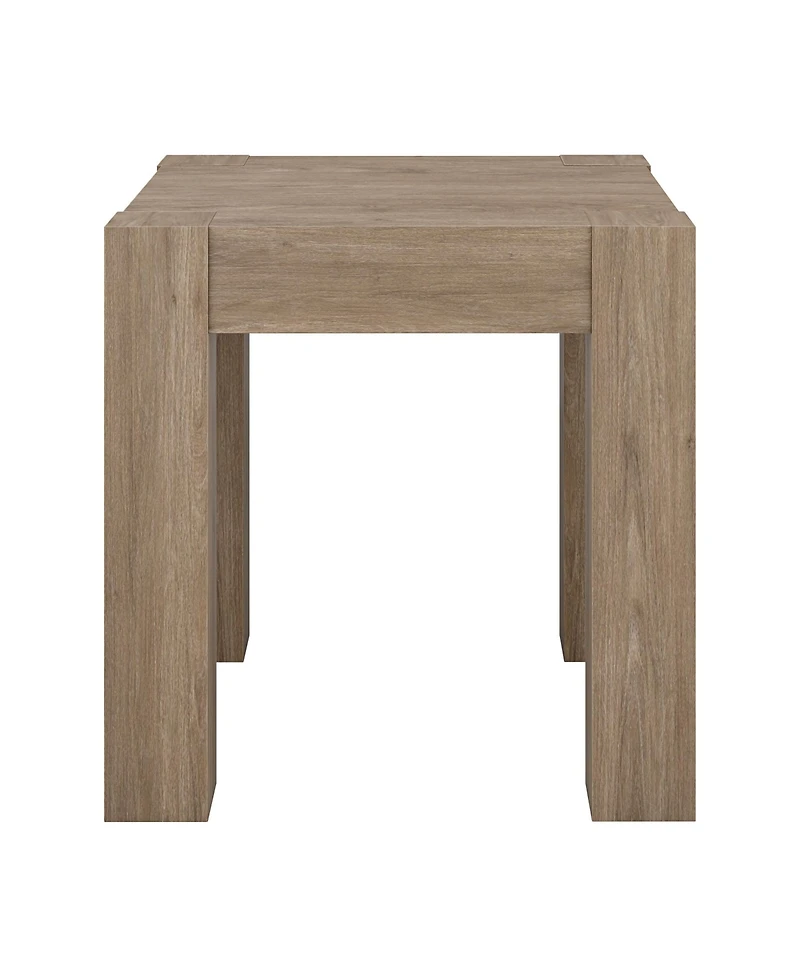 Wood Square End Table for Living Room – Classic Accent Table with Storage Shelf