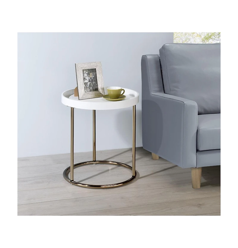 Contemporary Wooden Round Side Table for Living Room or Bedroom