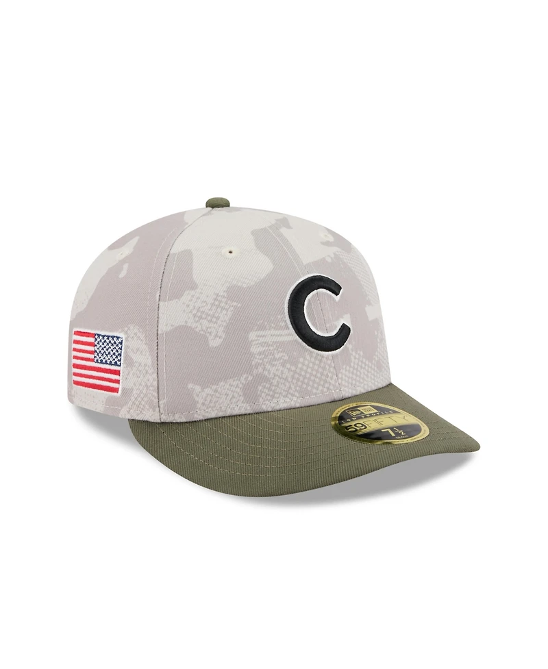 New Era Men's Light Beige/Olive Chicago Cubs 2025 Armed Forces Day Low Profile 59FIFTY Fitted Hat