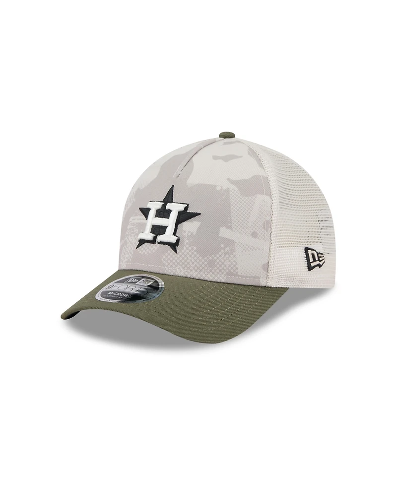 New Era Men's Light Beige/Olive Houston Astros 2025 Armed Forces Day 9FORTY M-Crown A-Frame Adjustable Hat