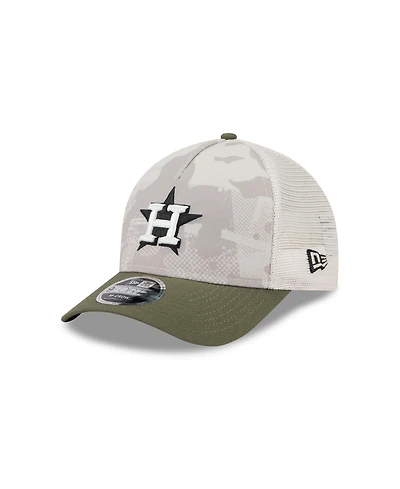 New Era Men's Light Beige/Olive Houston Astros 2025 Armed Forces Day 9FORTY M-Crown A-Frame Adjustable Hat