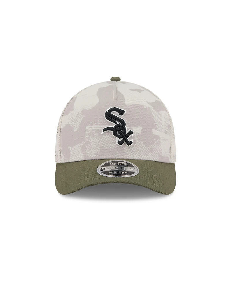 New Era Men's Light Beige/Olive Chicago White Sox 2025 Armed Forces Day 9FORTY M-Crown A-Frame Adjustable Hat