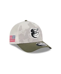 New Era Men's Light Beige/Olive Baltimore Orioles 2025 Armed Forces Day 9FORTY M-Crown A-Frame Adjustable Hat