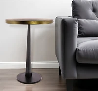 Distressed Iron Round End Table for Rustic Living Room or Bedroom Decor