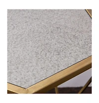 Reflective Glass Hexagon Mirrored End Table for Modern Home Decor